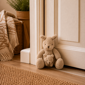 Kangaroo & Joey Design Decorative Weighted Door Stop - Beige