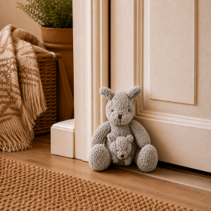 Kangaroo & Joey Design Decorative Weighted Door Stop - Grey