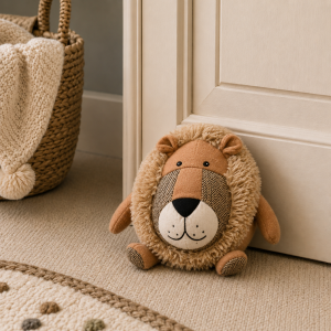 Tweed Lion Door Stop Design Novelty Doorstop - Brown