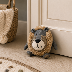 Tweed Lion Door Stop Design Novelty Doorstop - Grey