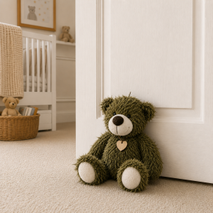 Teddy Bear Fluffy Doorstop-Green