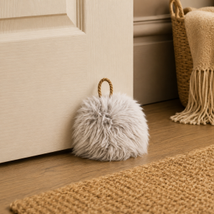 Fluffy Design Decorative Weighted Door Stop - Grey
